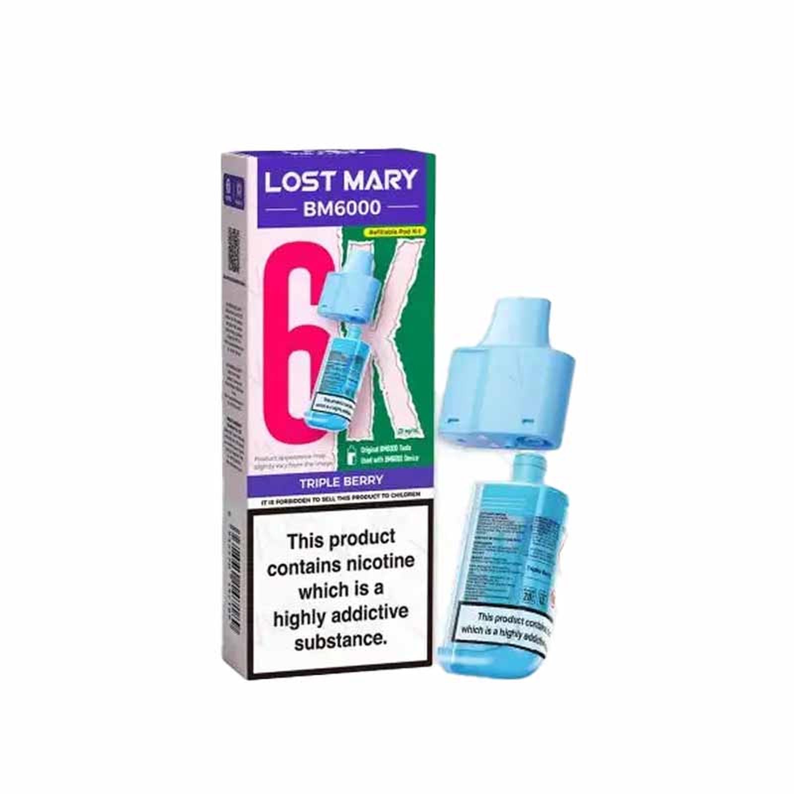 Lost Mary BM6000 Prefilled Replacement Pods, Triple Berry Flavour