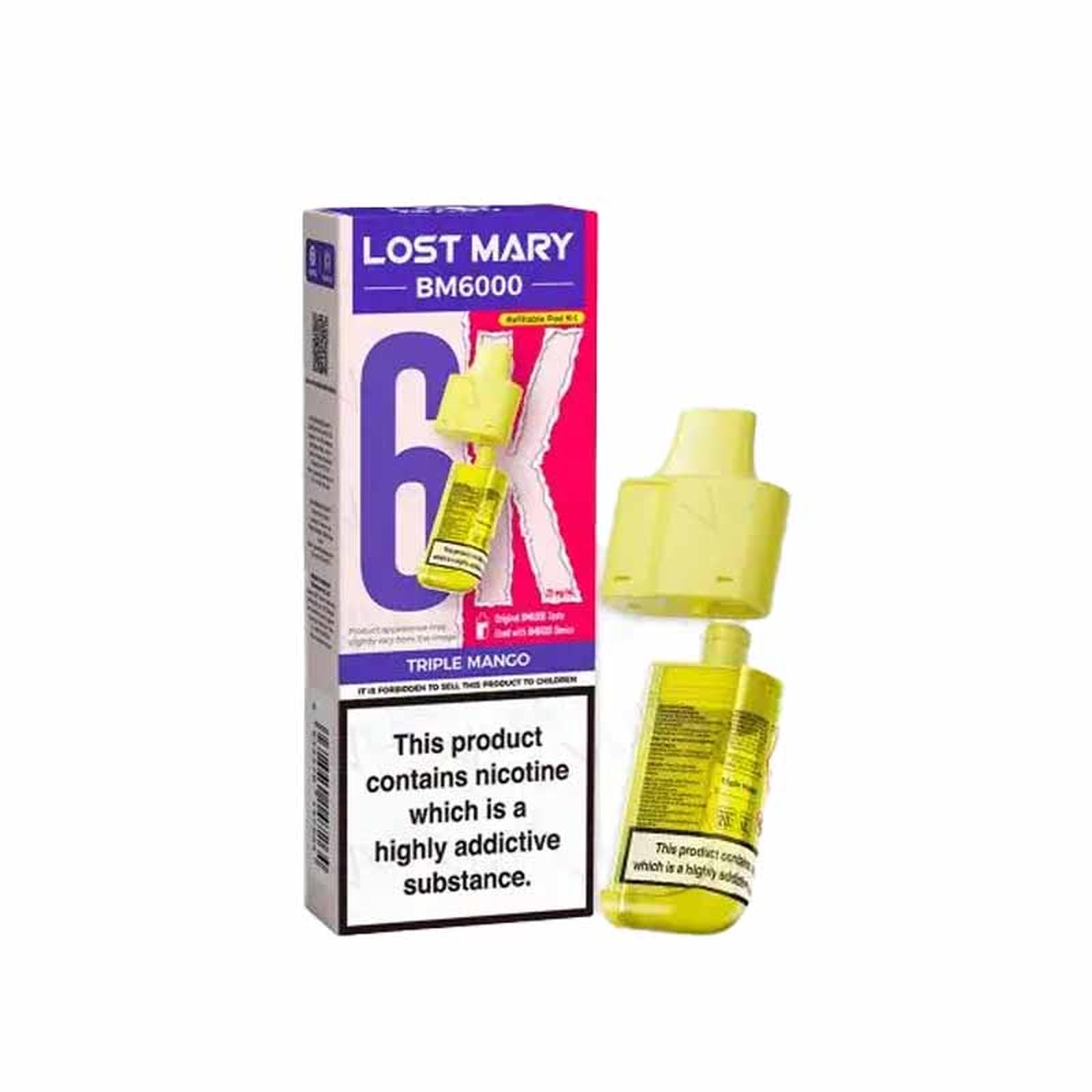 Lost Mary BM6000 Prefilled Replacement Pods, Triple Mango Flavour
