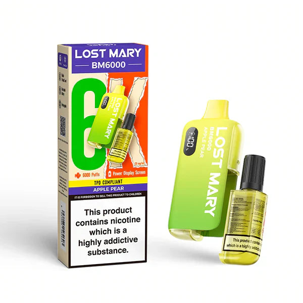 Lost Mary BM6000 Prefilled Vape Pod Kit Box of 5, Apple Pear Flavour
