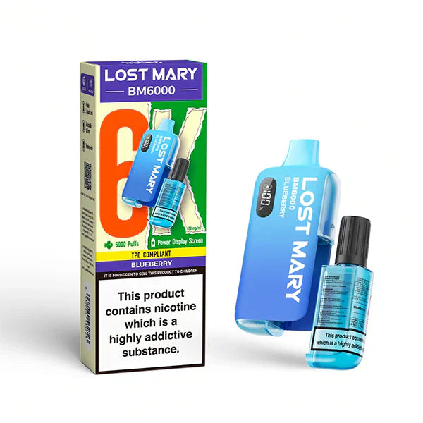 Lost Mary BM6000 Prefilled Vape Pod Kit Box of 5, Blueberry Flavour