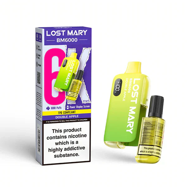Lost Mary BM6000 Prefilled Vape Pod Kit Box of 5, Double Apple Flavour