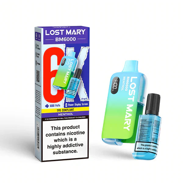Lost Mary BM6000 Prefilled Vape Pod Kit Box of 5, Menthol Flavour