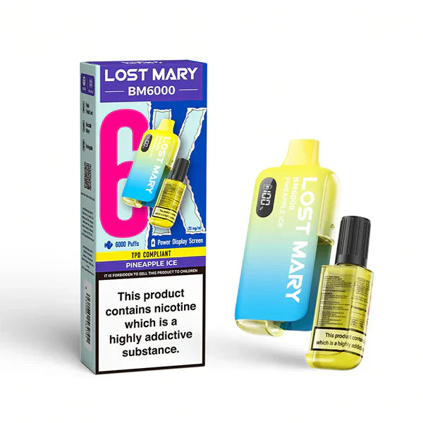 Lost Mary BM6000 Prefilled Vape Pod Kit Box of 5, Pineapple Ice Flavour