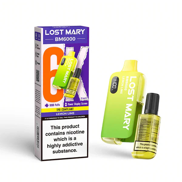 Lost Mary BM6000 Prefilled Vape Pod Kit Box of 5, Lemon Lime Flavour