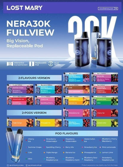 Lost Mary Nera 30K Puffs Prefilled Pod Kit Box of 5 24 Flavours 