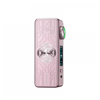 Lost Vape Centaurus M100 box mod in pink with intricate design and digital display.