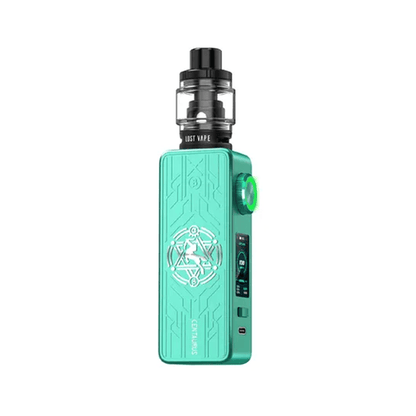 Lost Vape Centaurus M100 kit in teal with geometric design and digital display.