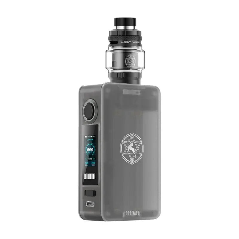 Lost Vape Centaurus N200 kit in grey, featuring sleek design and digital display.