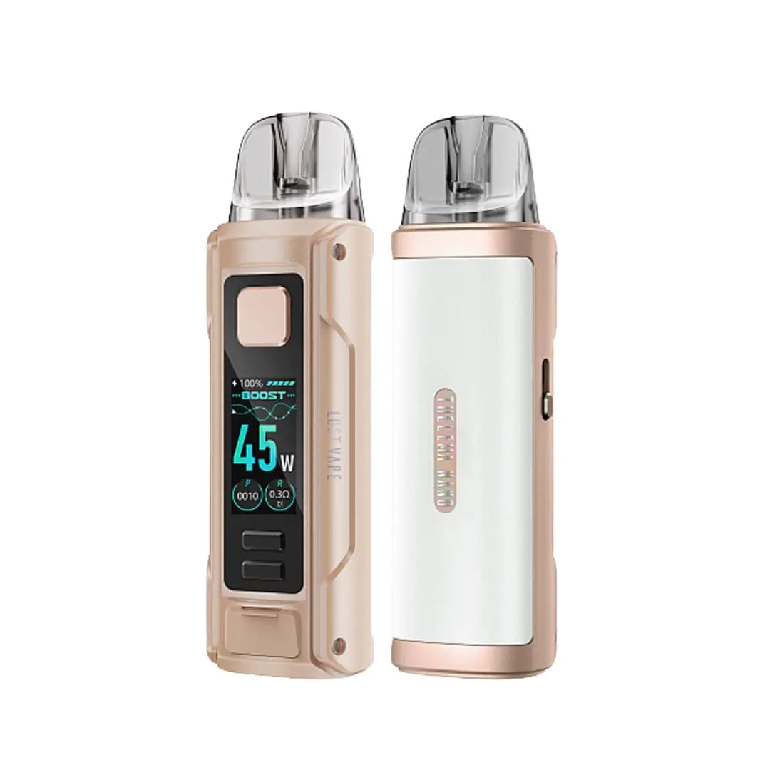 Lost Vape Thelema Nano 1500mAh Pod Kit in Champaign Gold colour with a max wattage of 45 watts perfect for nic salt e-liquids