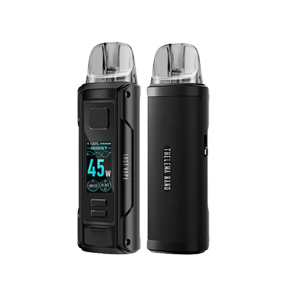 Lost Vape Thelema Nano 1500mAh Pod Kit in Midnight Black Colour with a max wattage of 45 watts perfect for nic salt e-liquids