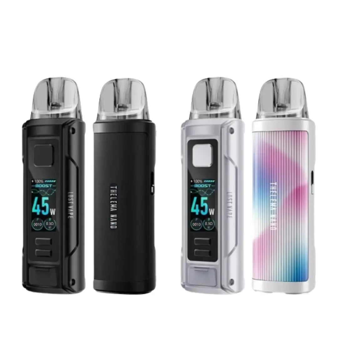 Lost Vape Thelema Nano 1500mAh Pod Kits in Mystic Aurora and Pastel Sky Colour perfect for Nic Salt E-Liquids
