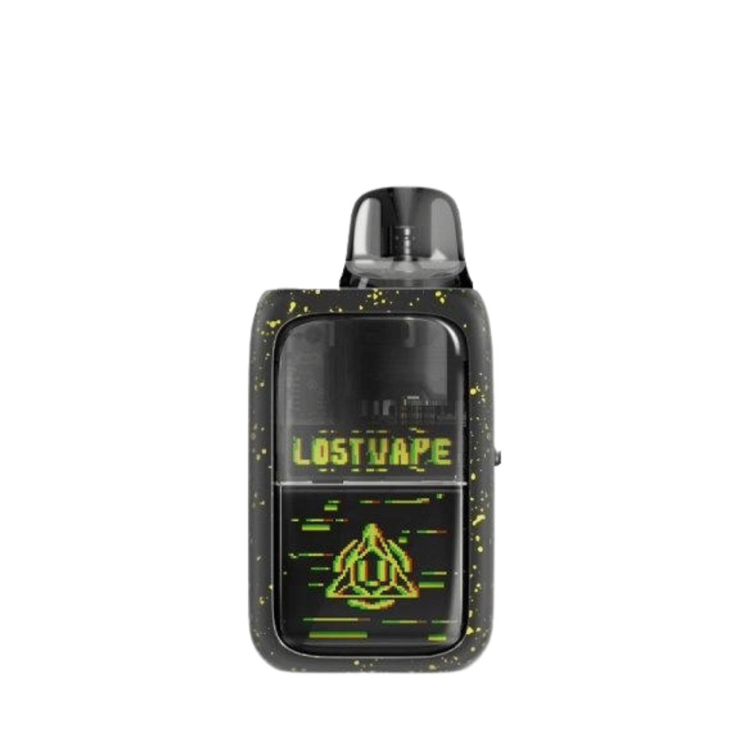 Lost Vape Ursa Epoch Pod Kit with arcade-themed design, black with green speckles.