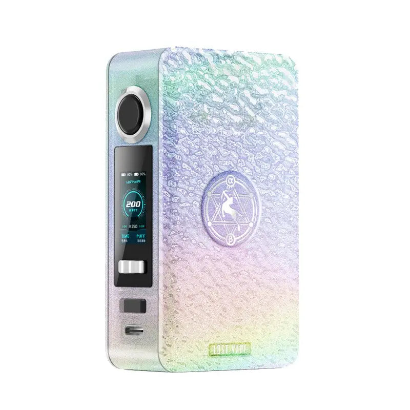 Lost Vape Centaurus N200 Box Mod in Crystal Cave finish, featuring a textured, colourful design.
