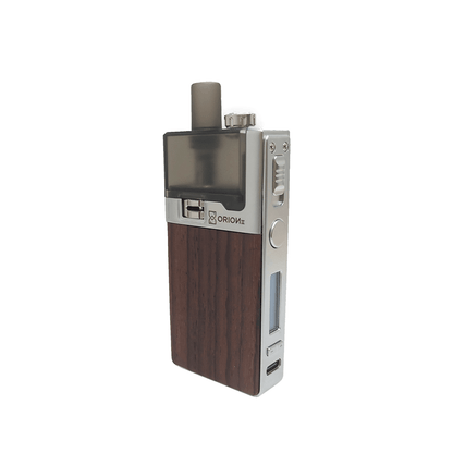 Sleek LVE Orion II vape pod kit with wood finish and metallic accents.
