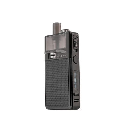 Black LVE Orion II pod vape kit with textured grip and digital display.