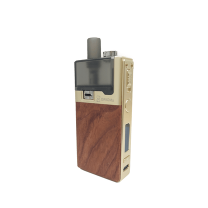 LVE Orion II Pod Kit with gold accents and wood finish.