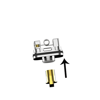 LVE Orion II RBA component with a gold coil, shown with an assembly arrow.