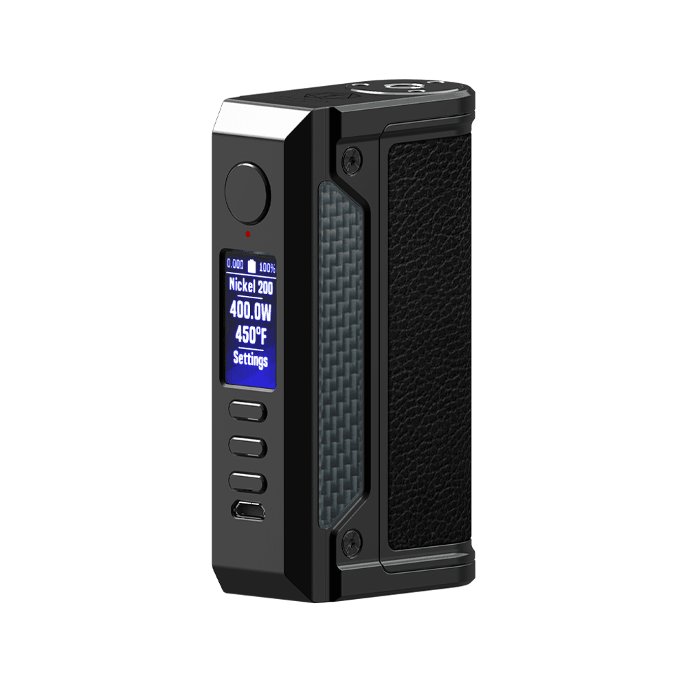 LVE Therion II DNA250C Box Mod with a digital display and textured grip.