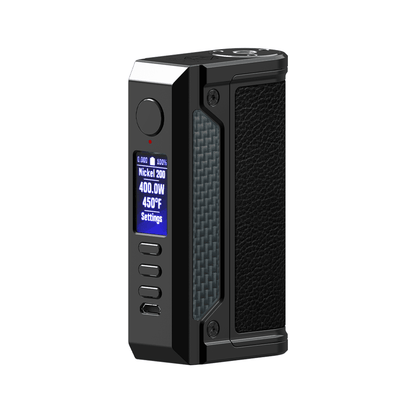 LVE Therion II DNA250C Box Mod with a digital display and textured grip.