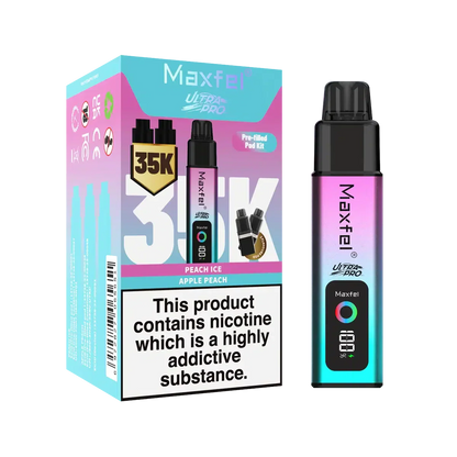 Maxfel Ultra Pro 35k Puffs Prefilled Pod Vape kit Box of 5, Apple Peach Flavour