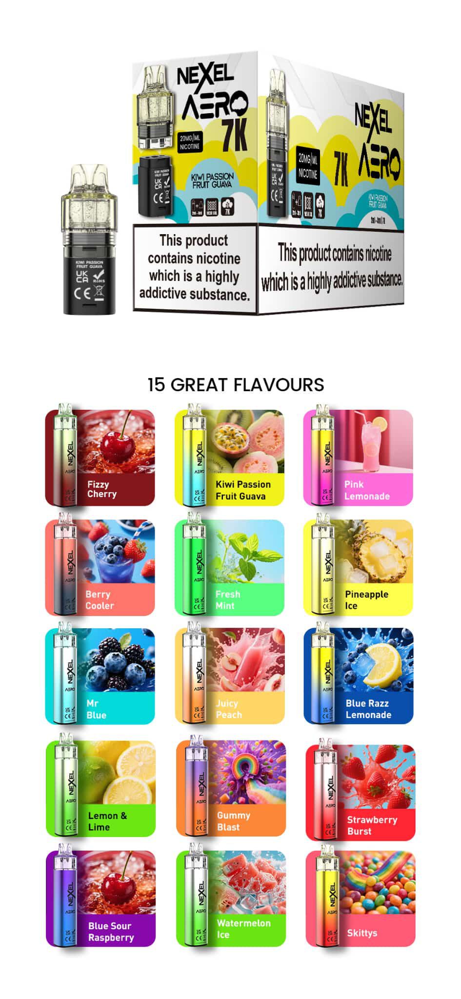 Nexel Aero 7k Prefilled Pod Vape Kit Pack of 5, Aj Super Store