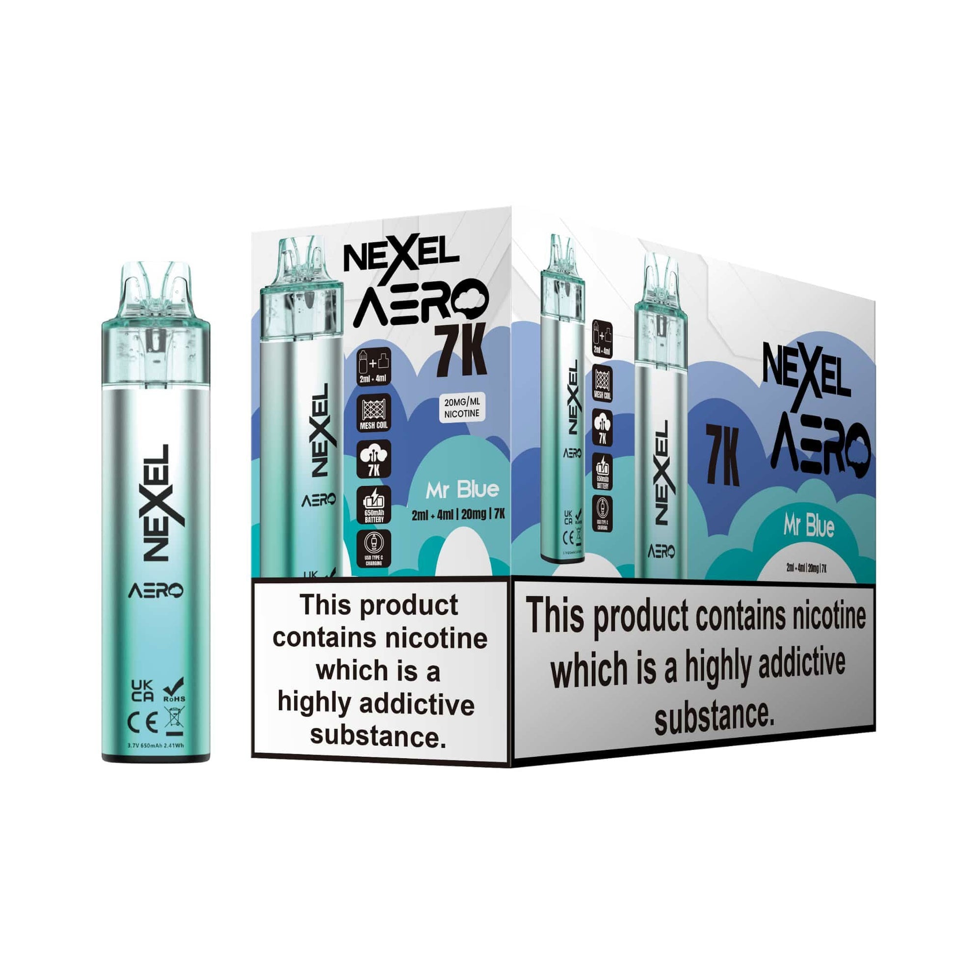 Nexel Aero 7k Prefilled Pod Vape Kit Pack of 5, Mr Blue Flavour