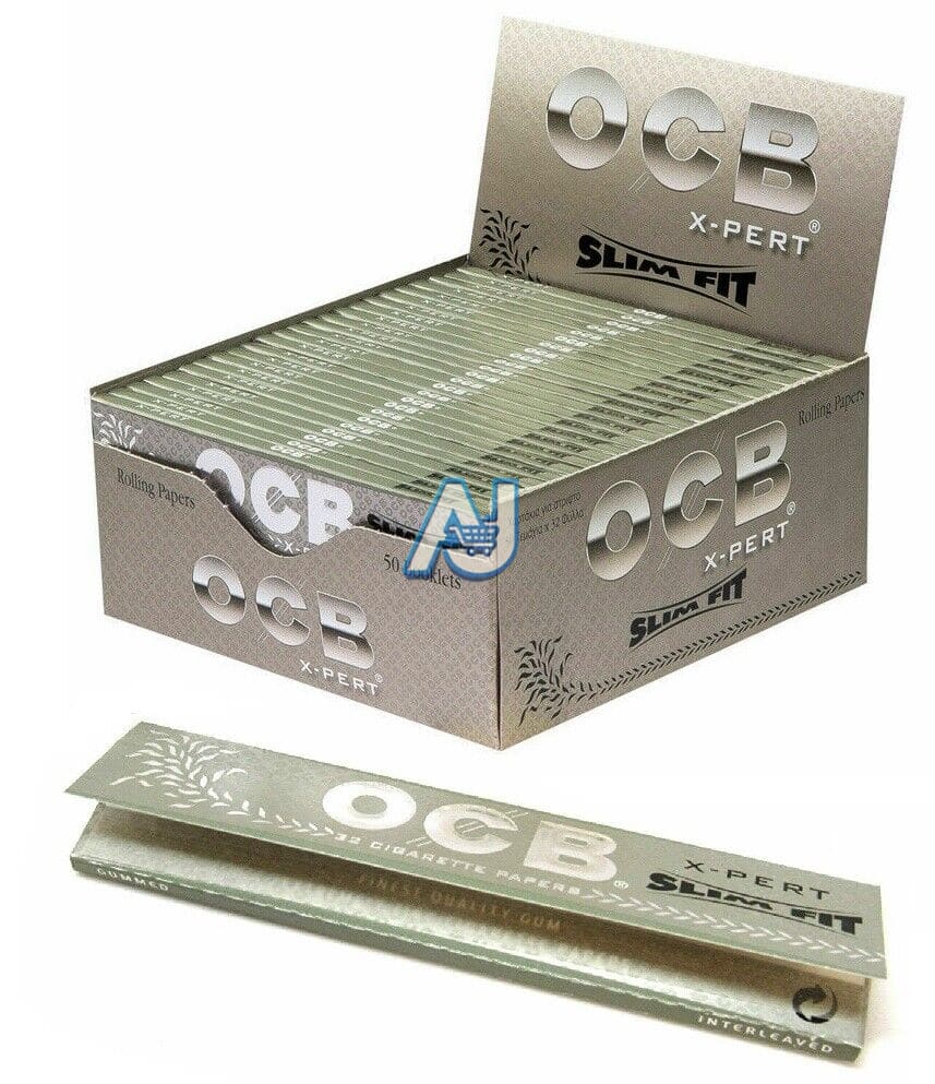 OCB King Size Rolling Papers Ultra Thin Slow Burn, Silver Colour