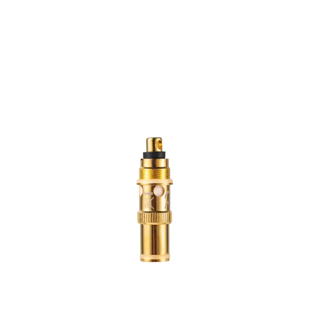 Golden Ohm Vape AIO 42W box mod pod replacement coil 0.30 and 1.2 ohm with textured grip and black rubber ring, isolated on a grey background.
