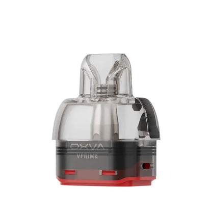 OXVA VPrime replacement pod cartridge, 0.2ohm DTL, transparent with red accents.