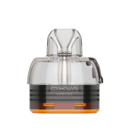 Clear OXVA VPrime replacement pod cartridge, 0.4ohm RDL, with orange base and black accents.
