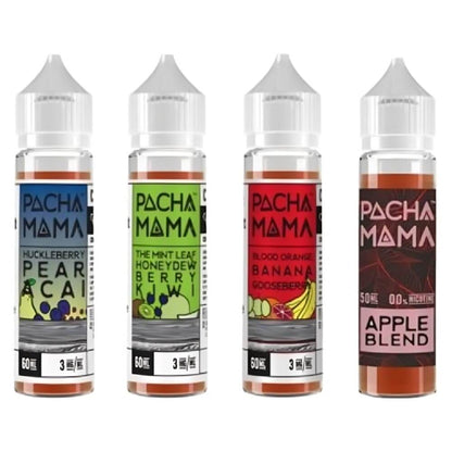 Pacha Mama 50ml E Liquid Shortfill, Huckleberry Pear Acai, The Mint Leaf, Blood Orange Banana Gossberry, Apple Blend Flavour