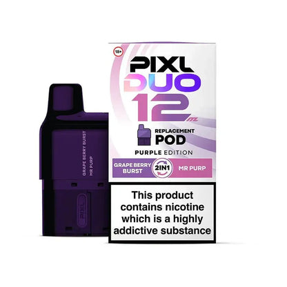 PIXL Duo 12 Replacement Pods Pack of 5, Grape Berry Burst, Mr Purp Flavour 