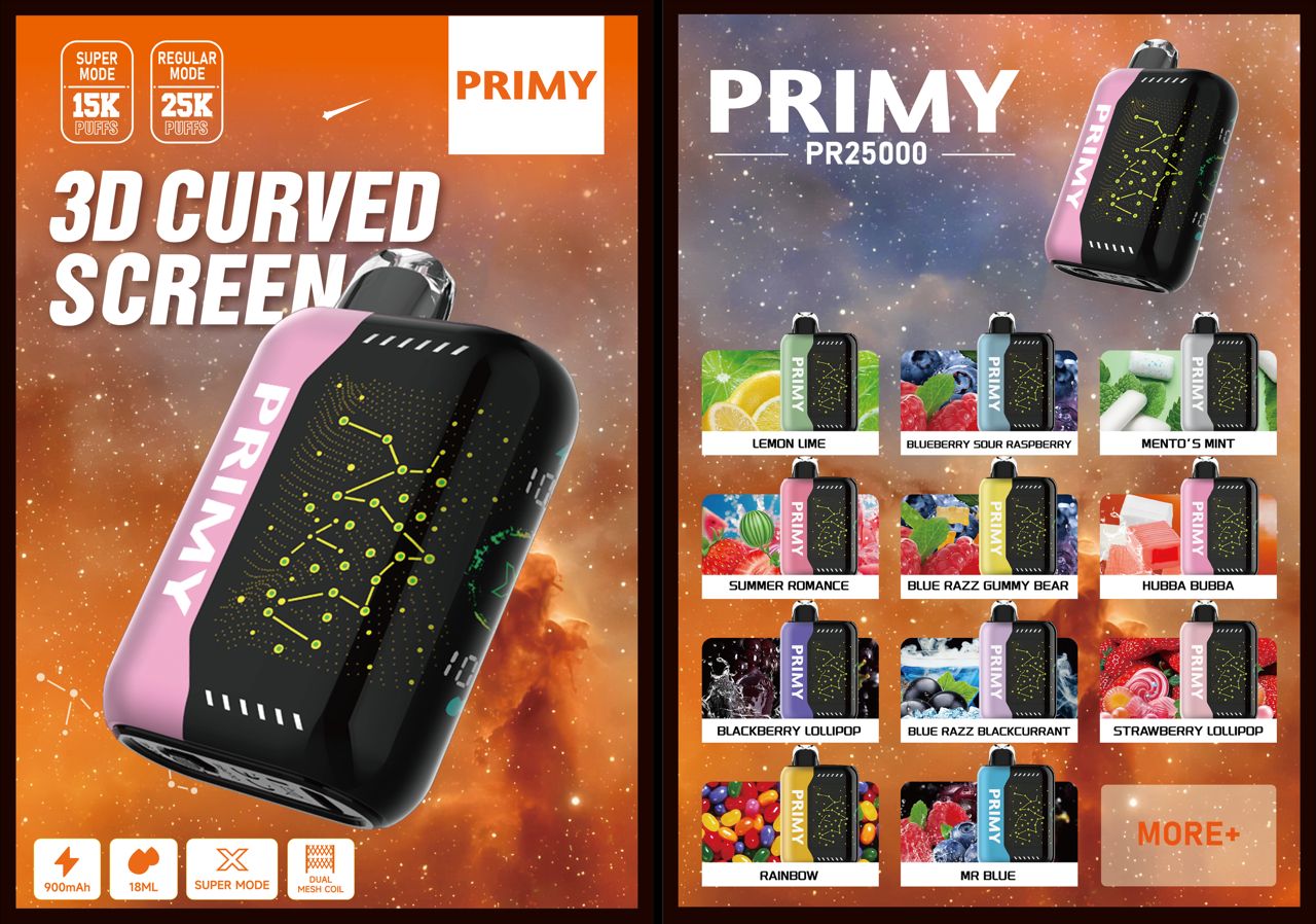 Primy PR25000 Puffs Prefilled Vape Pod Kit Box of 5, Aj Super Sore
