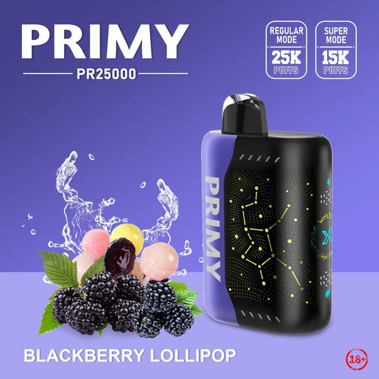 Primy PR25000 Puffs Prefilled Vape Pod Kit Box of 5, Blackberry Lollipop Flavour