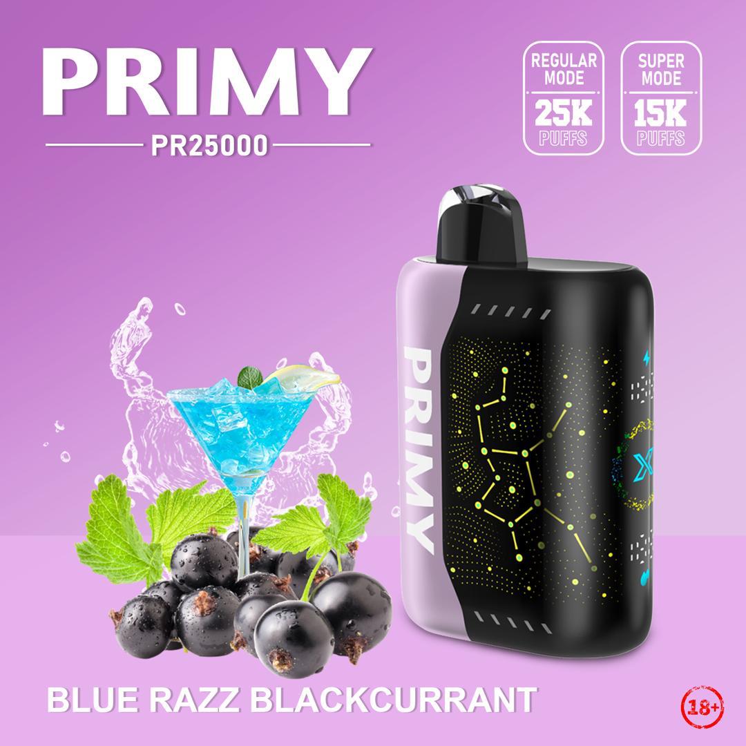 Primy PR25000 Puffs Prefilled Vape Pod Kit Box of 5, Blue Razz Black Currant Flavour