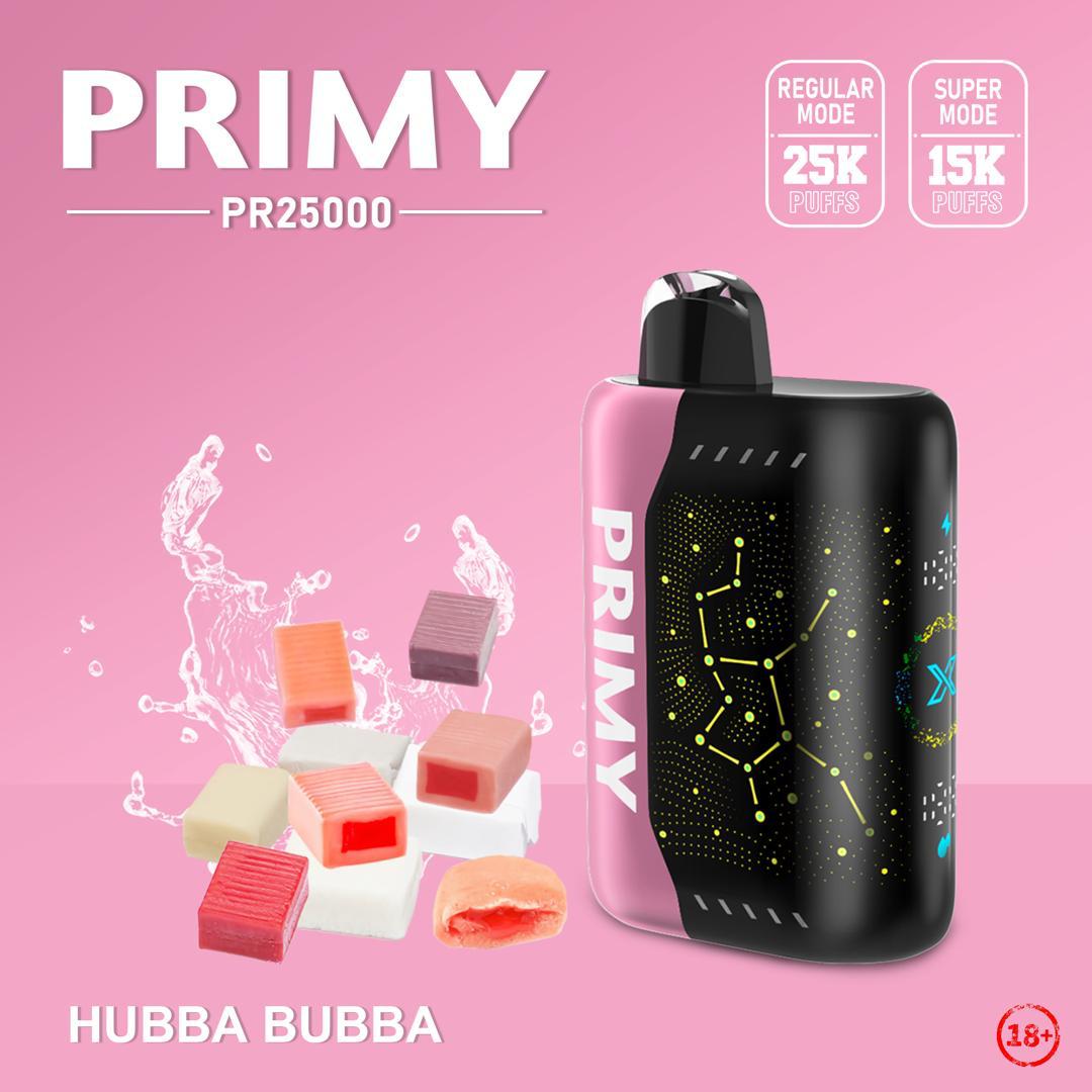 Primy PR25000 Puffs Prefilled Vape Pod Kit Box of 5, Hubba Bubba Flavour