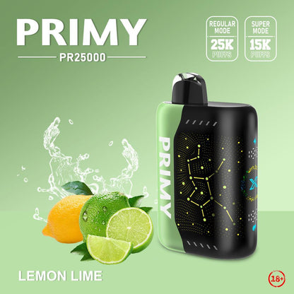 Primy PR25000 Puffs Prefilled Vape Pod Kit Box of 5, Lemon Lime Flavour