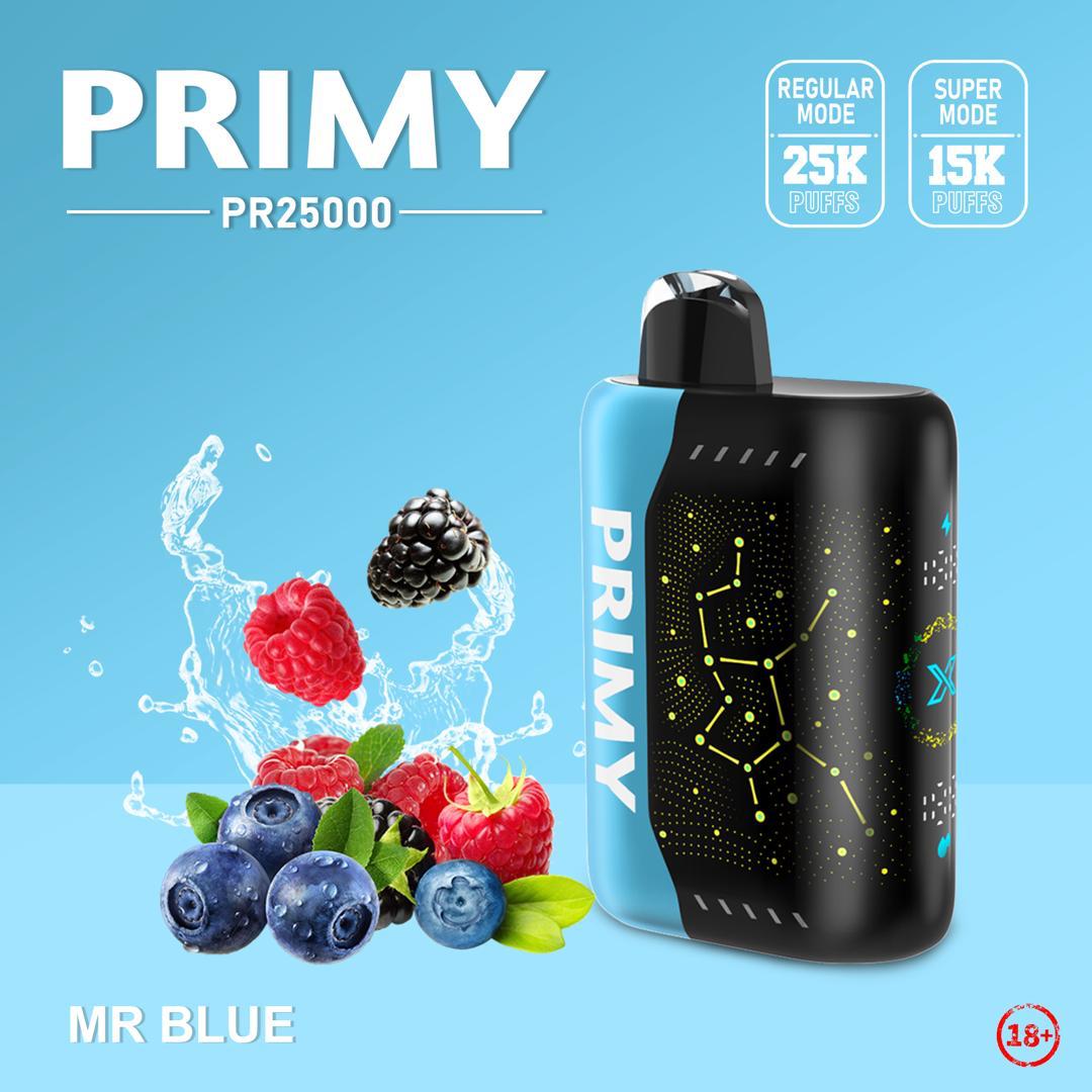 Primy PR25000 Puffs Prefilled Vape Pod Kit Box of 5, Mr BLue Flavour