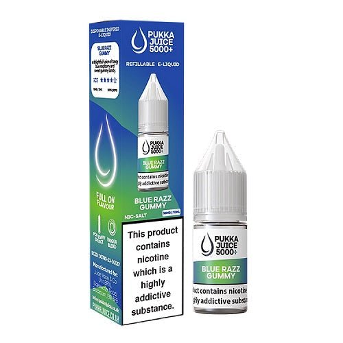 Pukka Juice 5000 Nic Salt Box of 10 Available In Blue Razz Gummy Flavour 