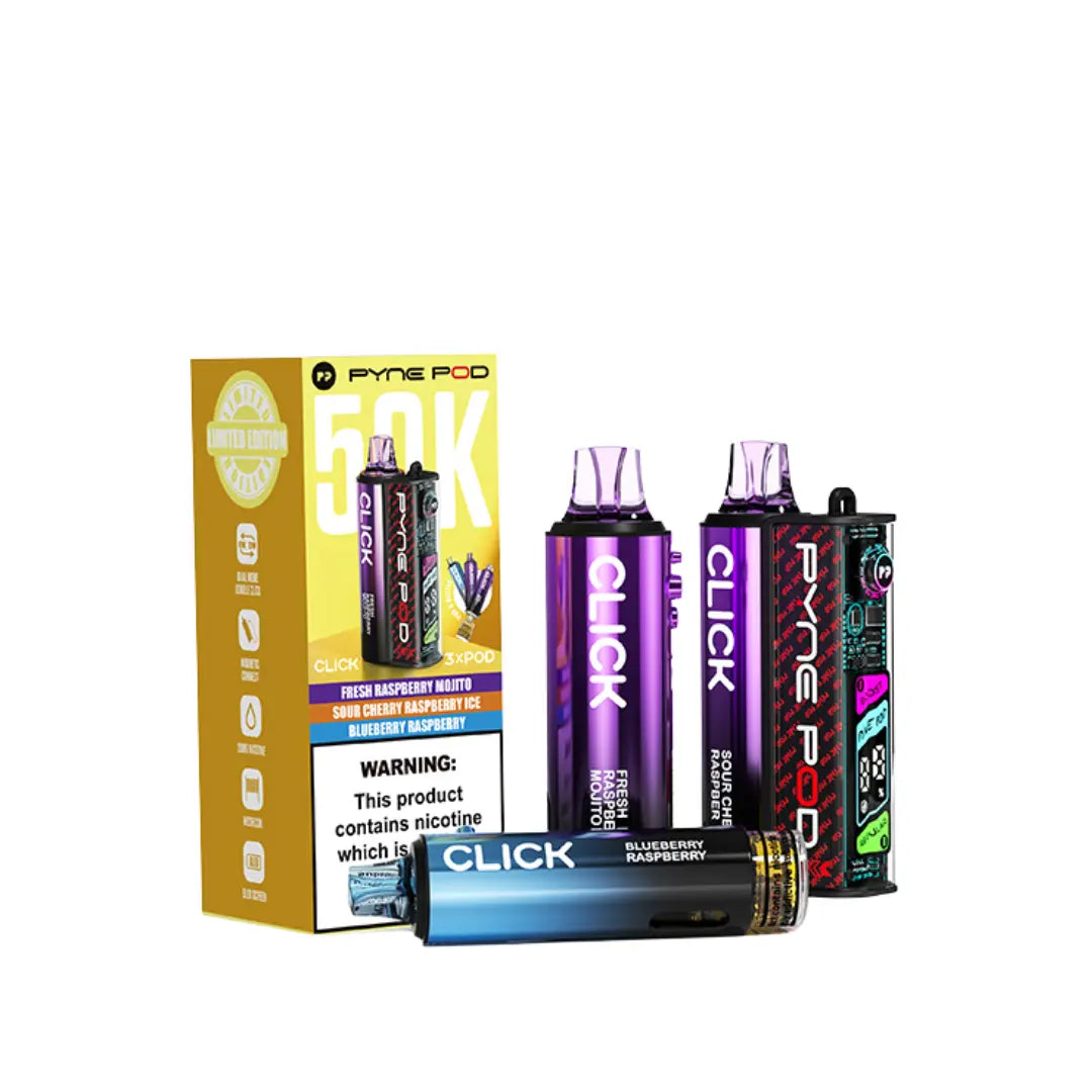 click vape flavours Pyne Pod Click 50K Puffs Prefilled & Reusable Pod Kit – AJ's Superstore