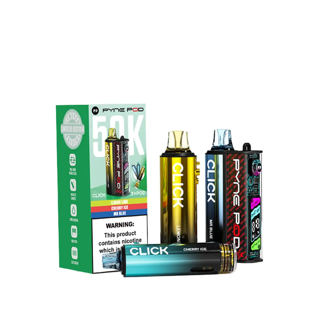 Pyne Pod 50K Vape Kit Special Edition - 3 Flavours - Lemon Lime - Cherry Ice - Mr Blue