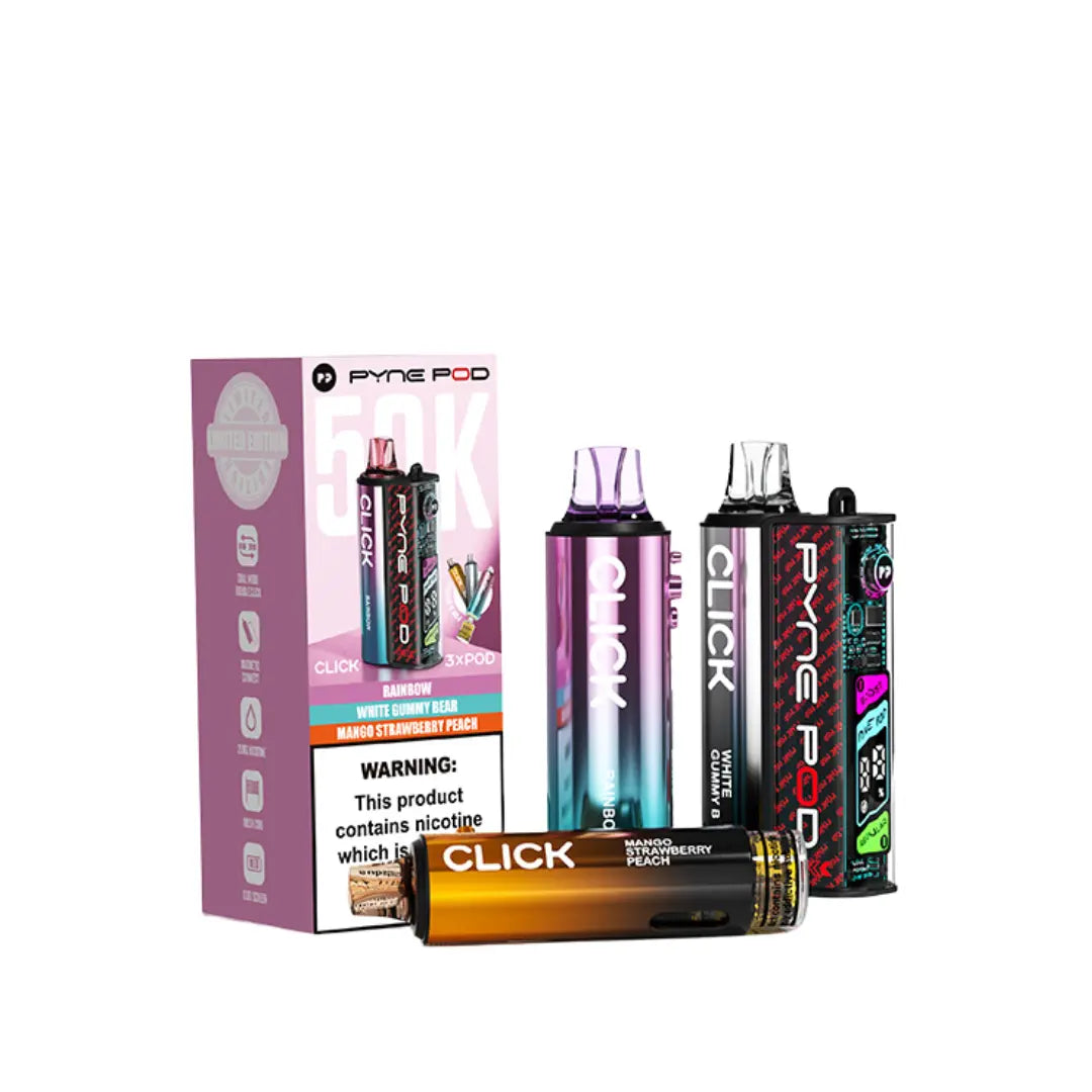 Pyne Pod 50K Vape Kit Sweet Edition - 3 Flavours - Rainbow - White Gummy Bear - Mango Strawberry Peach