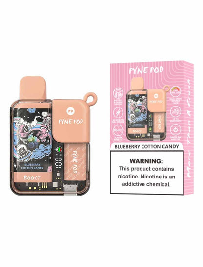 Pyne Pod Boost 8500 Puffs Prefilled Vape Pod Kit Box of 10, Blueberry Cotton Candy Flavour