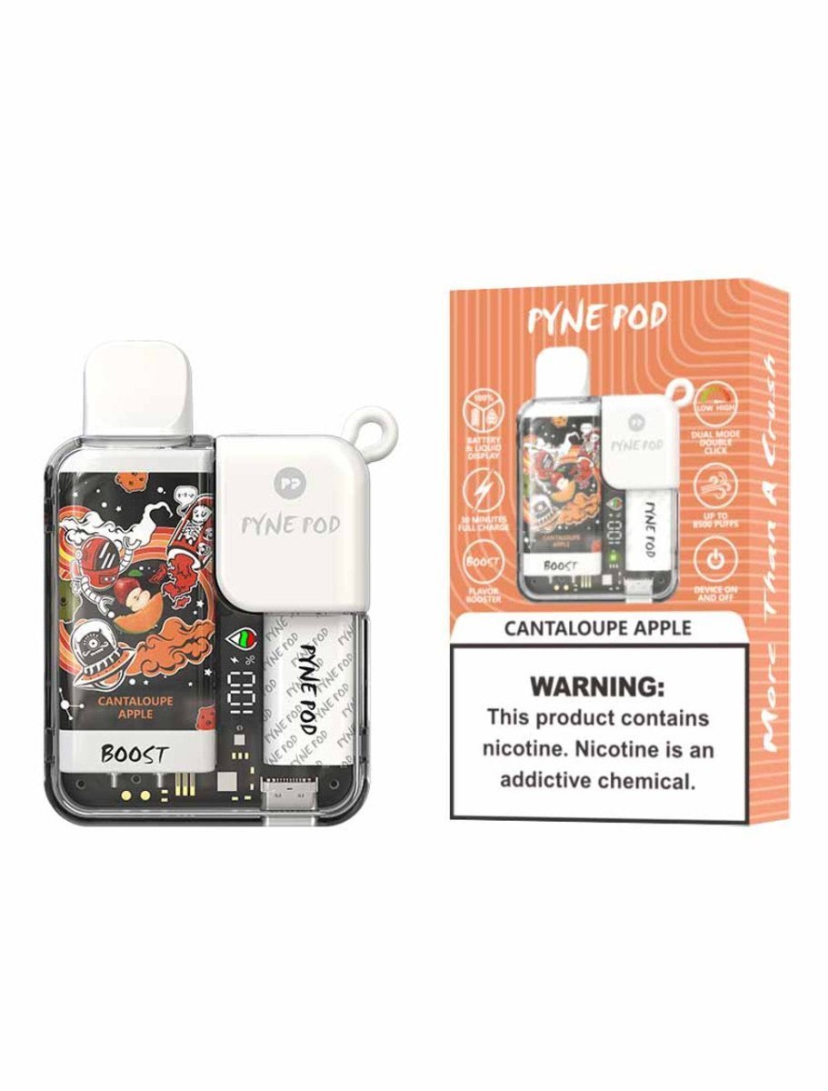 Pyne Pod Boost 8500 Puffs Prefilled Vape Pod Kit Box of 10, Cantaloupe Apple Flavour
