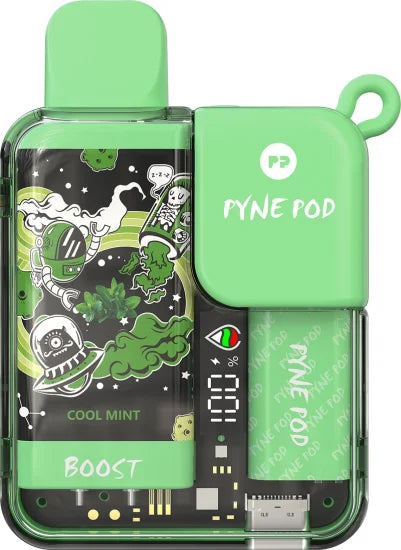 Pyne Pod Boost 8500 Puffs Prefilled Vape Pod Kit Box of 10, Cool Mint Flavour