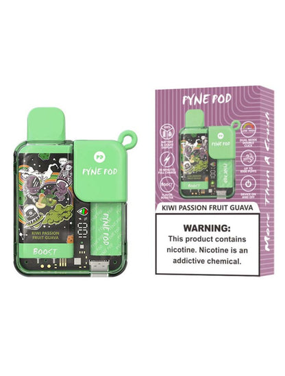 Pyne Pod Boost 8500 Puffs Prefilled Vape Pod Kit Box of 10, Kiwi Passion Fruit Guava Flavour