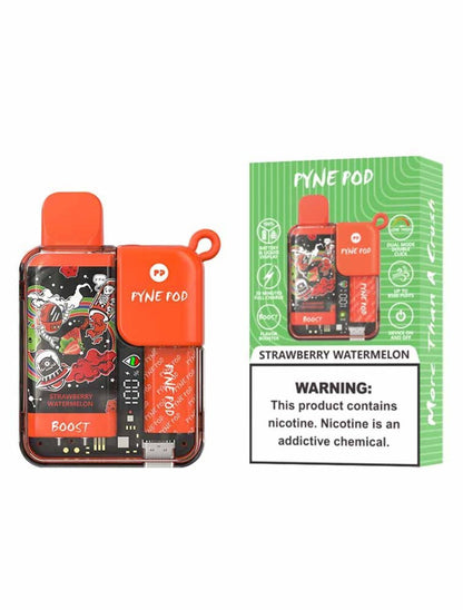 Pyne Pod Boost 8500 Puffs Prefilled Vape Pod Kit Box of 10, Strawberry Watermelon Flavour