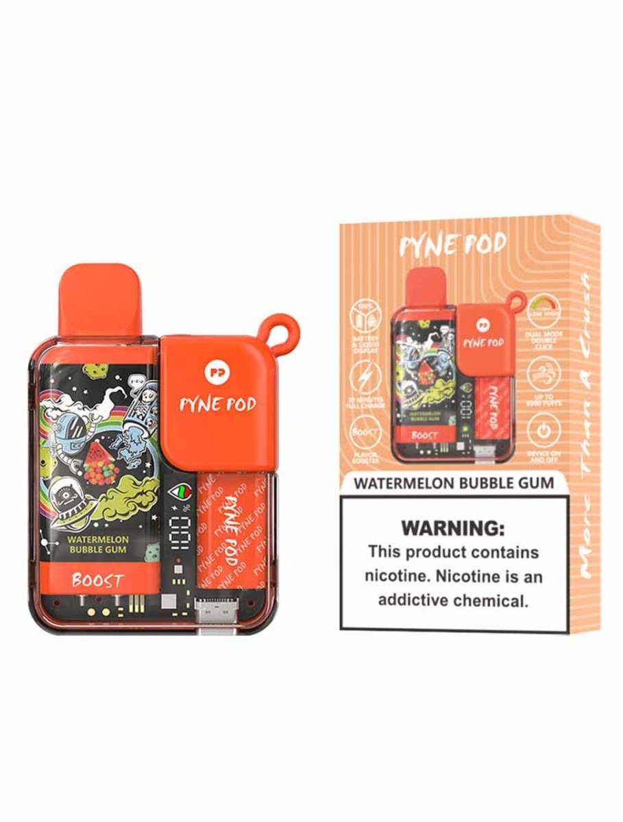 Pyne Pod Boost 8500 Puffs Prefilled Vape Pod Kit Box of 10, Watermelon Bubble Gum Flavour