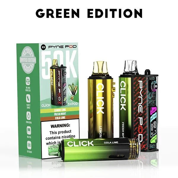 Pyne Pod Click 50k Prefilled Pod Vape Kit Box of 5, Green Edition