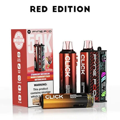 Pyne Pod Click 50k Prefilled Pod Vape Kit Box of 5, Red Edition